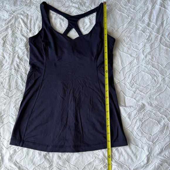 Lululemon Athletica Navy Tank Top Criss Cross Back Built in Bra - Picture 2 of 9